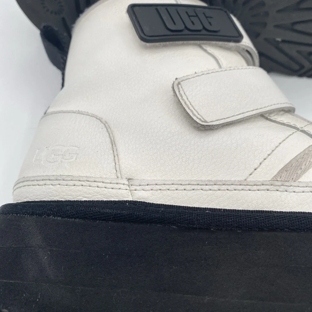 UGG Neumel High Platform Boots Kids 4 White Leather Streetwear‎ Gothic Punk Y2K